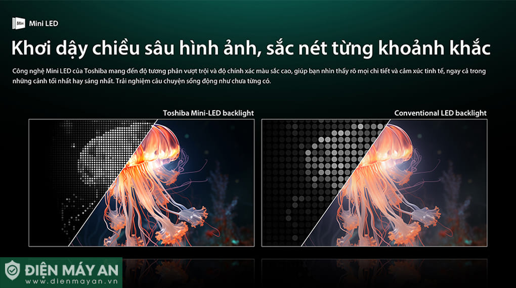 Smart Tivi Mini LED Toshiba AI 4K 65 inch 65Z770RP